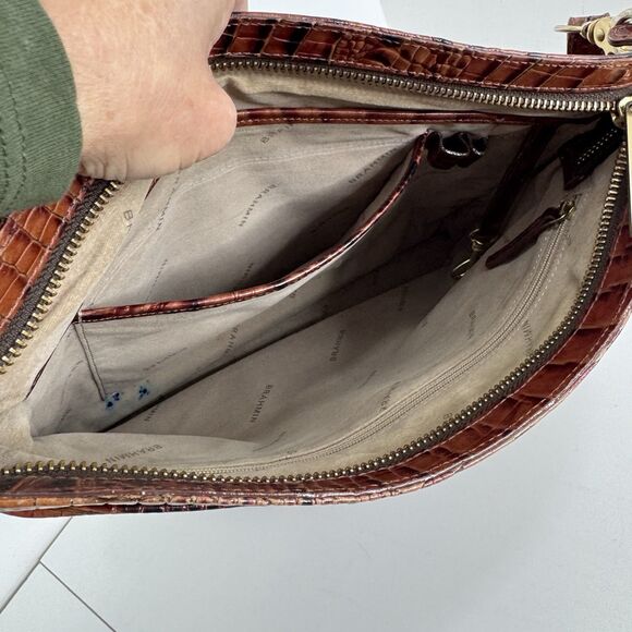 Brahmin Pecan All Day Melbourne Crocodile Embossed Leather Crossbody Bag * Read - Picture 9 of 9